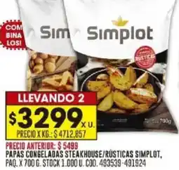 Coto Simplot papas congeladas steakhouse/rústicas oferta