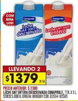 Coto Conaprole leche uat entera/descremada oferta