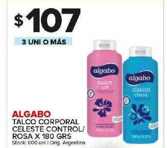 Carrefour Maxi Algabo Talco Corporal Celeste Control Rosa oferta
