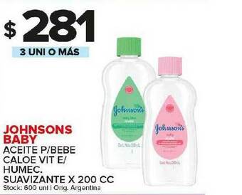 Carrefour Maxi Johnsons Baby Aceite P Bebe Caloe Vit E Humec. Suavizante oferta