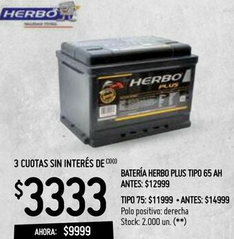 Changomas Batería de coche herbo oferta