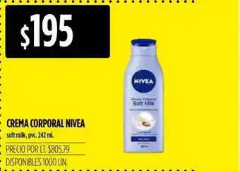 Supermercados Vea Crema Corporal Nivea Soft Milk Pvc 242 mls oferta