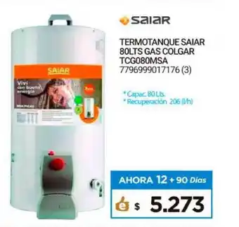 Punto Blu Saiar Termotanque 80lts Gas Colgar TCG080MSA oferta