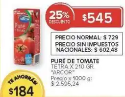 Carrefour Arcor puré de tomate tetra oferta