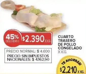 Cuarto trasero de pollo congelado