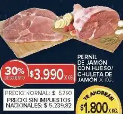Carrefour Pernil de jamón con hueso/chuleta de jamón oferta