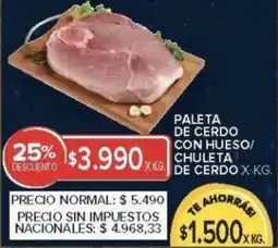 Carrefour Paleta de cerdo con hueso/chuleta de cerdo oferta
