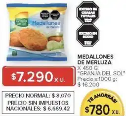 Carrefour Granja del sol medallones de merluza oferta