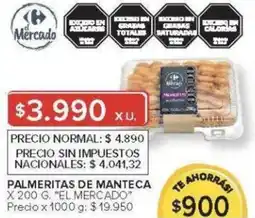 Carrefour El mercado palmeritas de manteca oferta