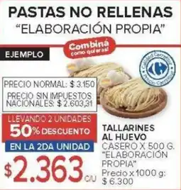 Carrefour Elaboración propia tallatines al huevo casero oferta