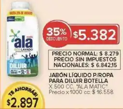 Carrefour Ala matic jabón líquido p/ropa para diluir botella oferta