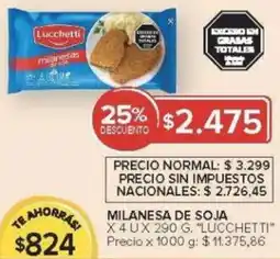 Carrefour Lucchetti milanesa de soja oferta