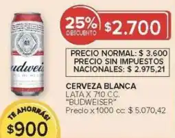 Carrefour Budweiser cerveza blanca lata oferta