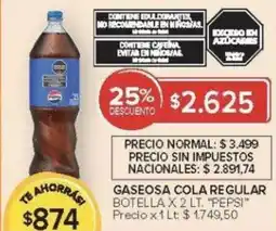 Carrefour Pepsi gaseosa cola regular botella oferta