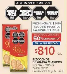 Carrefour 9 de oro bizcochos de grasa clásicos bolsa oferta