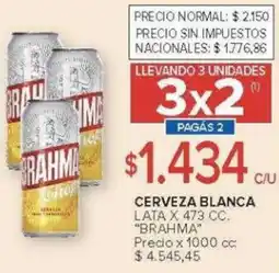 Carrefour Brahma cerveza blanca lata oferta