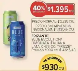 Carrefour Frizze frizante blue evolution/ limonata italiana lata oferta