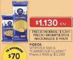 Carrefour Carrefour classic fideos v/tipos oferta