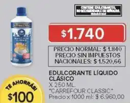 Carrefour Carrefour classic edulcorante líquido clásico oferta