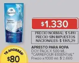 Carrefour Carrefour essential apresto para ropa doy pack oferta