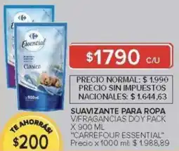 Carrefour Carrefour essential suavizante para ropa v/fragancias doy pack oferta