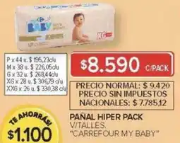 Carrefour Carrefour my baby pañal hiper pack v/talles oferta