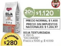 Carrefour Dicomere soja texturizada x 350 g. oferta