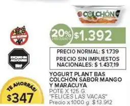 Carrefour Felices las vacas yogurt plant bas colchon sabor mango y maracuya oferta