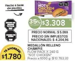 Carrefour Not chicken medallón relleno champis flow pack oferta
