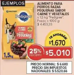 Carrefour Pedigree alimento para perros razas pequeñas sabor carne y vegetales oferta