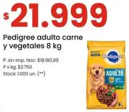 Changomas Pedigree adulto carne y vegetales oferta