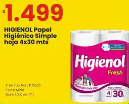 Changomas Higienol papel higiénico simple hoja oferta