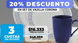 Supermayorista Vital En set de vajilla corona oferta