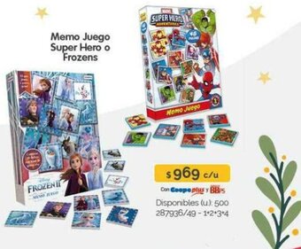 Cooperativa Obrera Memo Juego Super Hero o Frozens oferta