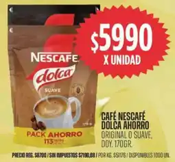 Supermercados Vea Nescafé café dolca ahorro original o suave, doy. oferta
