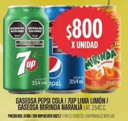 Supermercados Vea Gaseosa pepsi cola / 7up lima limón/ gaseosa mirinda naranja lat. oferta
