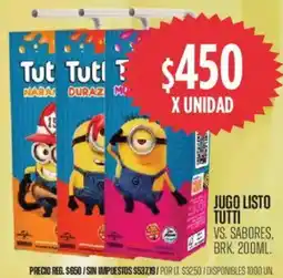 Supermercados Vea Jugo listo tutti vs. sabores, brk. oferta