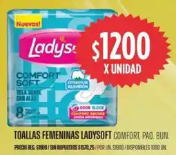Supermercados Vea Ladysoft toallas femeninas comfort, paq oferta