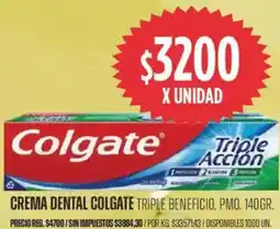Supermercados Vea Colgate crema dental triple beneficio, pmo. oferta