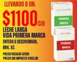 Supermercados Vea Leche larga vida primera marca entera o descremada, oferta