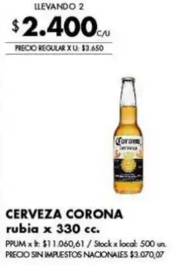 Disco Corona cerveza rubia oferta