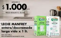 Disco Leche manfrey entera/descremada larga vida oferta