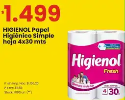 Punto Mayorista Higienol papel higiénico simple hoja oferta