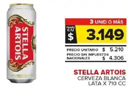 Carrefour Maxi Stella artois cerveza blanca lata x oferta