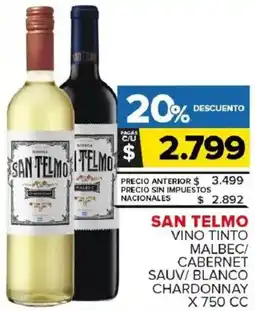 Carrefour Maxi San telmo vino tinto malbec/ | cabernet | sauv/blanco chardonnay oferta