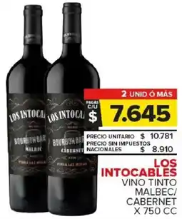 Carrefour Maxi Los intocables vino tinto malbec/ cabernet oferta