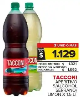 Carrefour Maxi Tacconi aperitivo s/alcohol serrano/ limon oferta