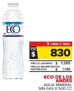 Carrefour Maxi Eco de los andes agua mineral sin gas oferta