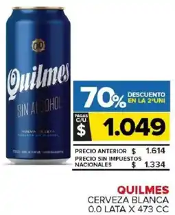 Carrefour Maxi Quilmes cerveza blanca 0.0 lata oferta