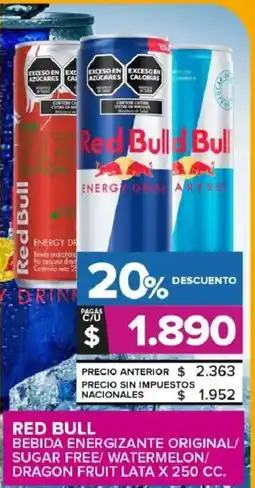 Carrefour Maxi Red bull bebida energizante original/ sugar free/ watermelon/ dragon fruit lata oferta
